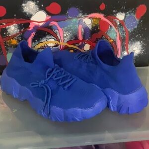 Blue Athletic Knit Sneakers with Chunky Sole